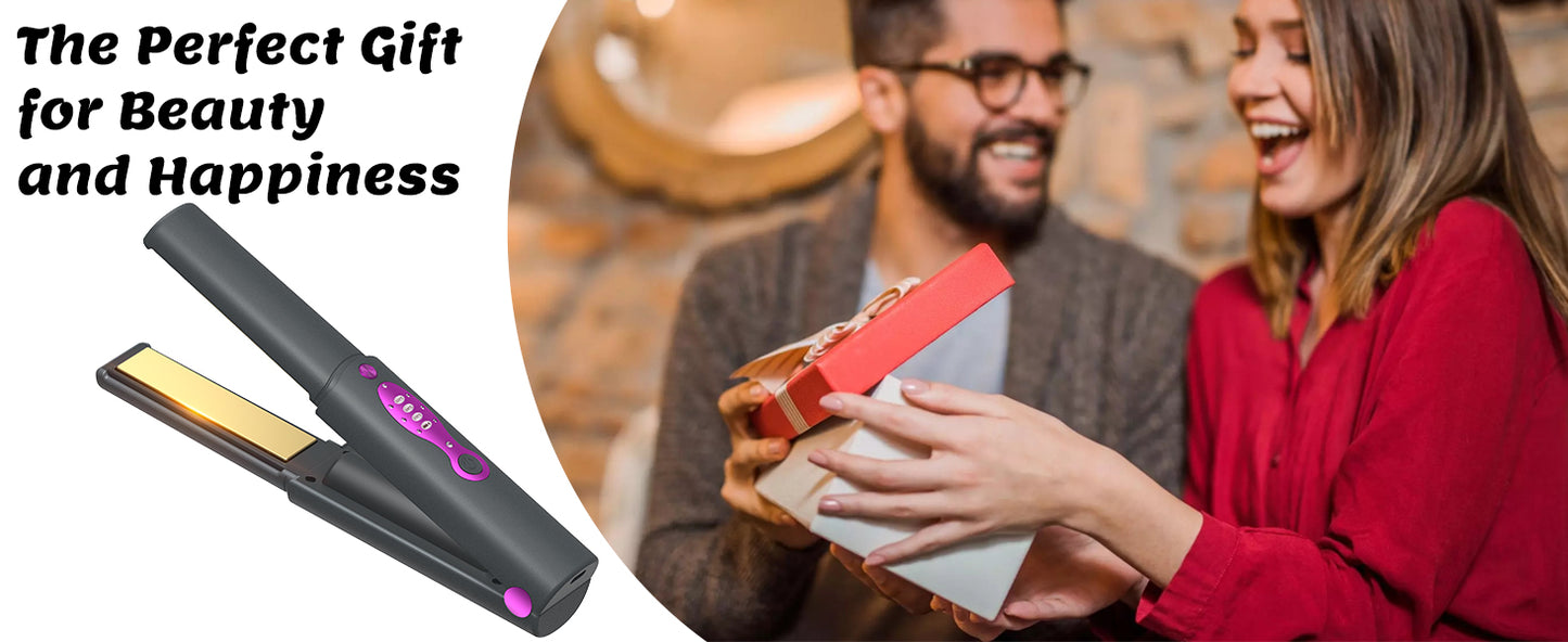 5000mAh Hair Straightener Mini Curling Iron Safety Lid Cordless Fast Heating 2 in 1 Women HairStyler For Straightening & Curling
