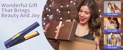 Cordless Hair Straightener Safety Lid Fast Heating Flat Iron Portable Straightener 2 in 1 for Hair Straightening and Curling