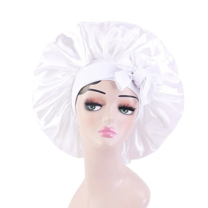 Elastic Band Large Satin Bonnet Sleeping Cap Women African Pattern Ankara Print Hat Adjustable Night Sleep Cap Soft Headcover