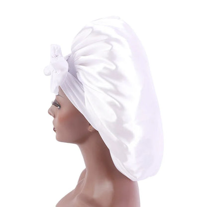 Elastic Band Large Satin Bonnet Sleeping Cap Women African Pattern Ankara Print Hat Adjustable Night Sleep Cap Soft Headcover