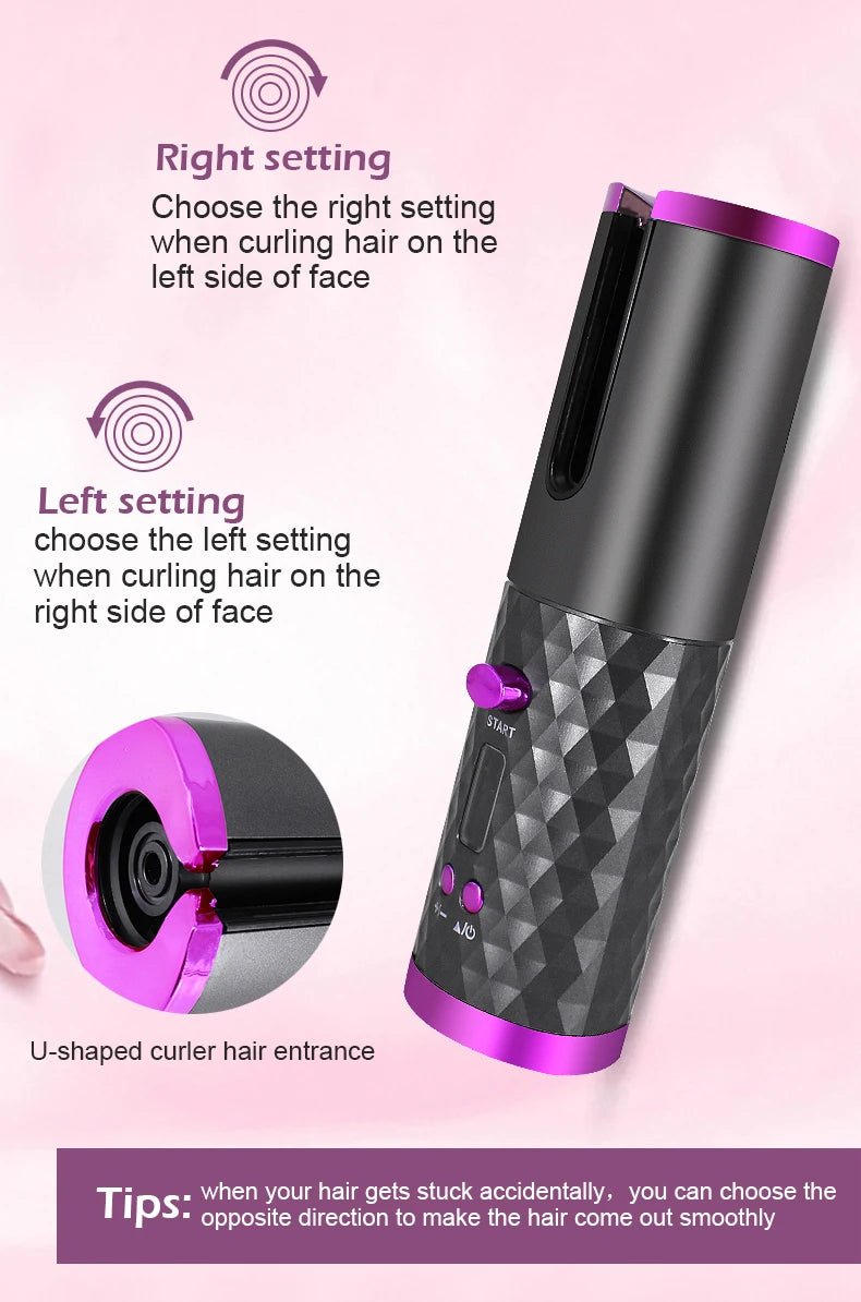 Portable Wireless Automatic Hair Curler 3 Color Options USB Charging Anti-Scalding Hair Curling Iron for Styling