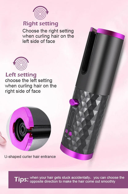 Portable Wireless Automatic Hair Curler 3 Color Options USB Charging Anti-Scalding Hair Curling Iron for Styling