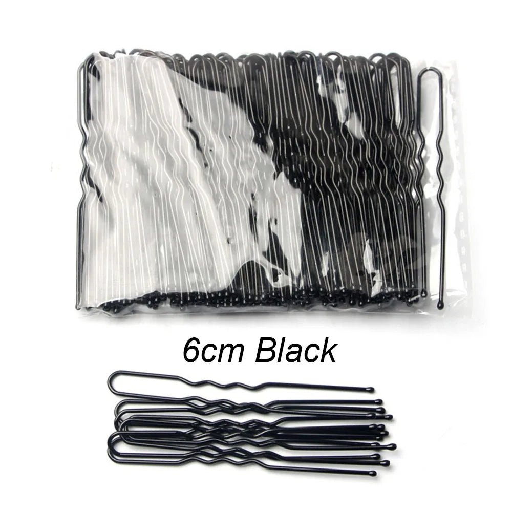 100 PCS/Bag 5cm/6cm U Shaped Alloy Hairpins Waved Hair Clips Simple Metal Bobby Pins Barrettes Bridal Hairstyle Tools Hair Pins
