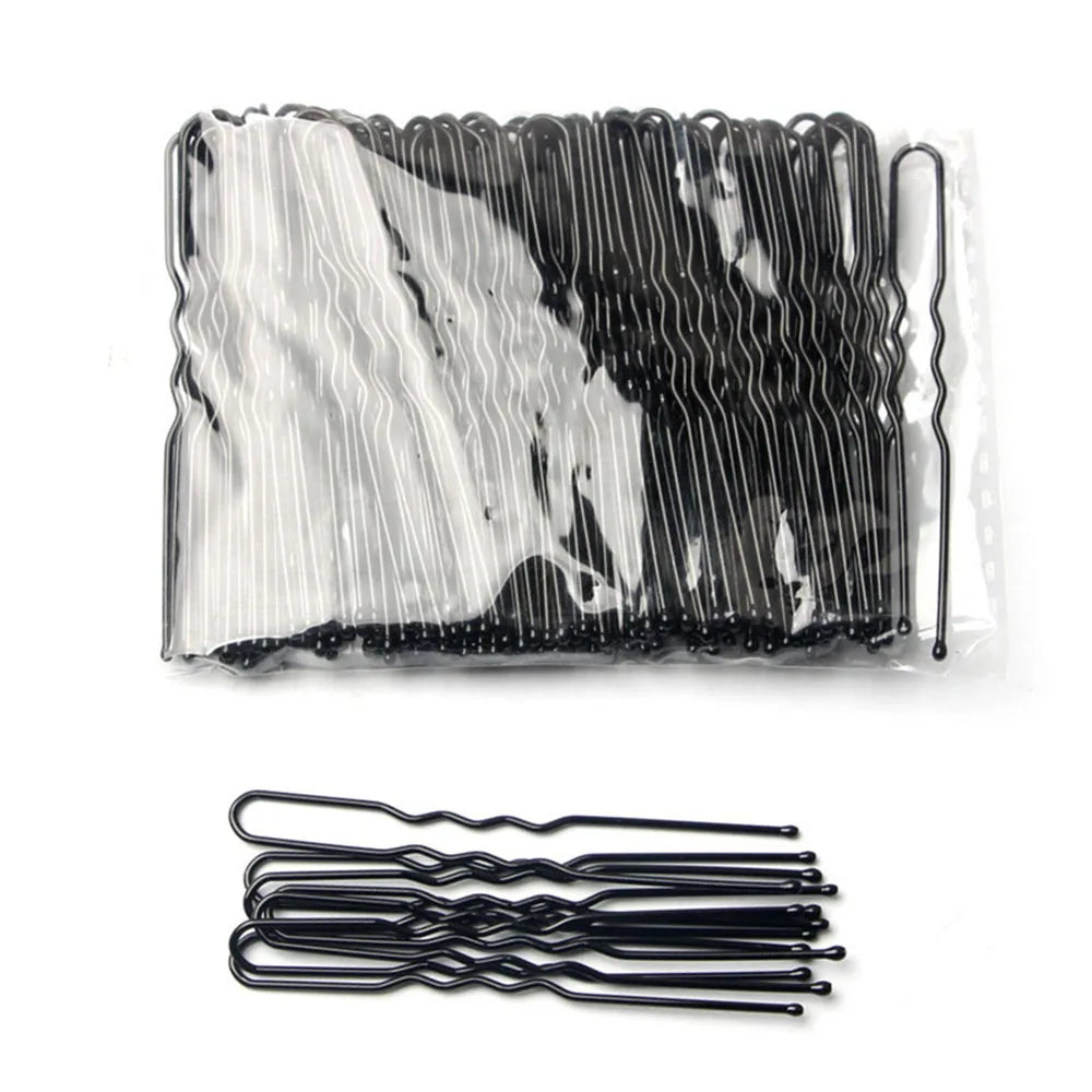 100 PCS/Bag 5cm/6cm U Shaped Alloy Hairpins Waved Hair Clips Simple Metal Bobby Pins Barrettes Bridal Hairstyle Tools Hair Pins