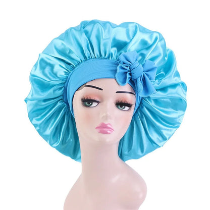 Elastic Band Large Satin Bonnet Sleeping Cap Women African Pattern Ankara Print Hat Adjustable Night Sleep Cap Soft Headcover