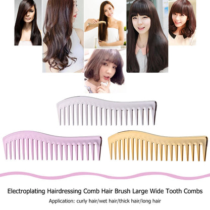 Resin Electroplating Hairdressing Comb Hair Brush Large Wide Tooth Comb Haircut Tool Salon Barber Combs Styling