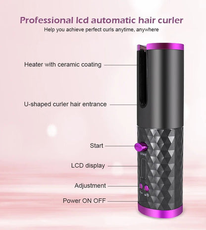 Portable Wireless Automatic Hair Curler 3 Color Options USB Charging Anti-Scalding Hair Curling Iron for Styling