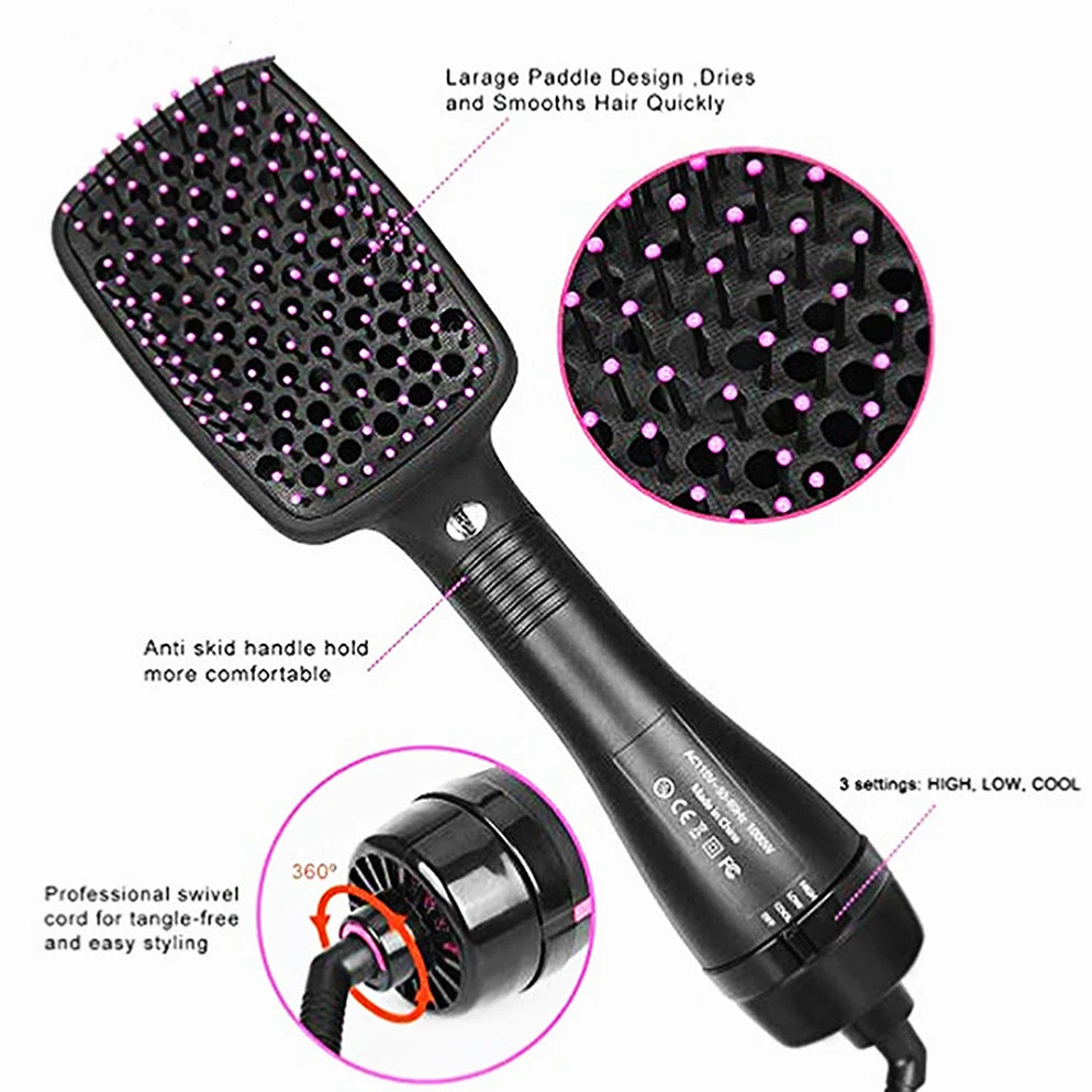 Hot Sale One Step  Hair Comb Negative Ion Hair Dryer Brush Curling Straight Wet And Dry Straight Curler Hot Air Comb