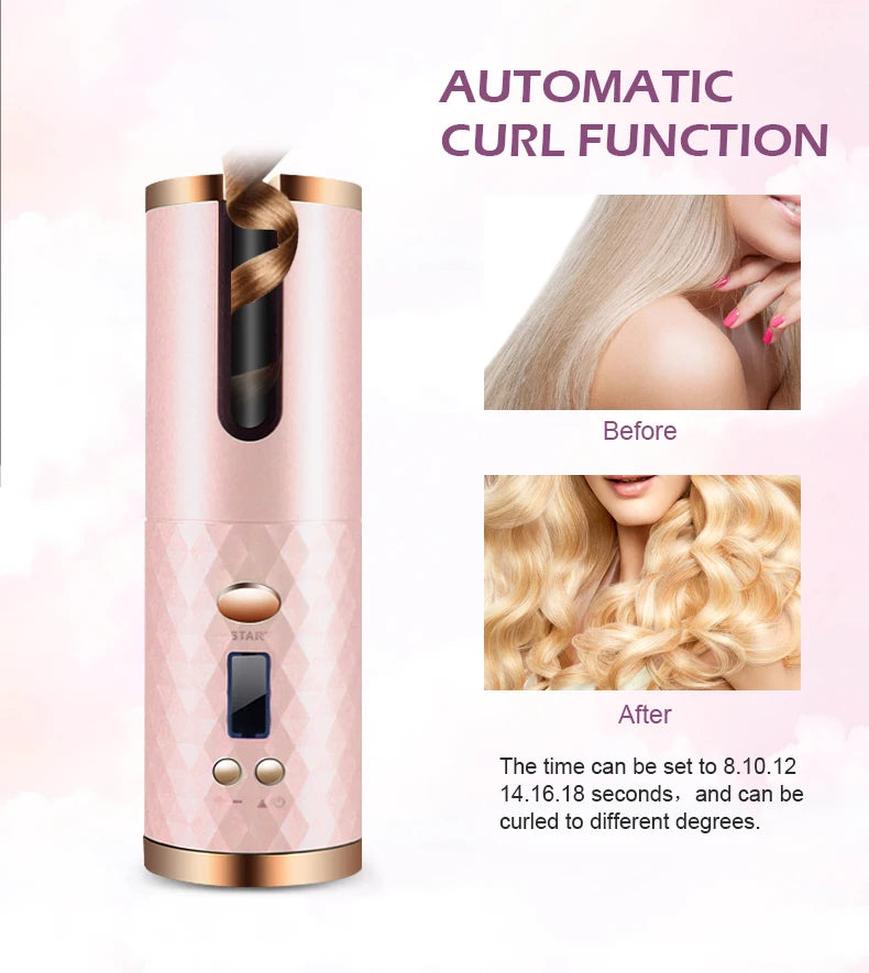 Portable Wireless Automatic Hair Curler 3 Color Options USB Charging Anti-Scalding Hair Curling Iron for Styling