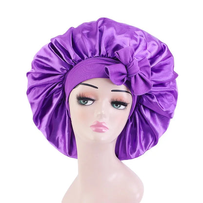Elastic Band Large Satin Bonnet Sleeping Cap Women African Pattern Ankara Print Hat Adjustable Night Sleep Cap Soft Headcover