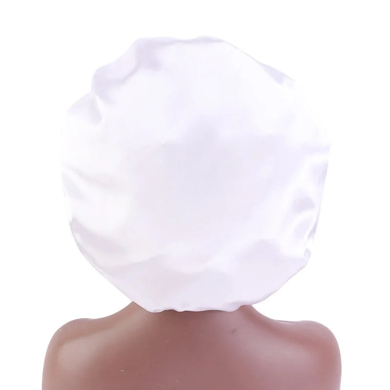 Elastic Band Large Satin Bonnet Sleeping Cap Women African Pattern Ankara Print Hat Adjustable Night Sleep Cap Soft Headcover
