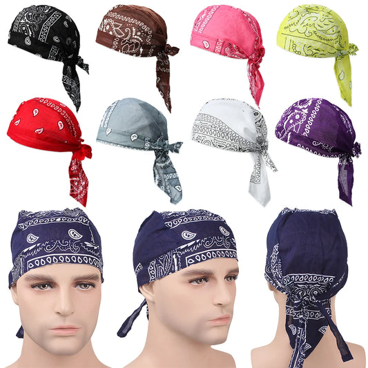 2021 New Quick Dry Cotton Pirate Hat Elastic Adjustable Cancer Chemo Cap Men Women Outdoor Sport Bandana Cycling Headscarf