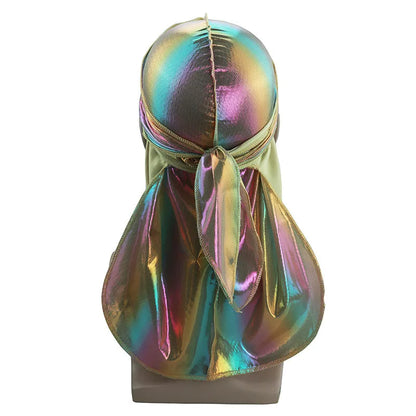 New Colorful Sparkly Durags Turban Bandanas Men's Shiny Silky Durag Headwear Headbands Hair Cover Accessories Wave Caps Rags Hat