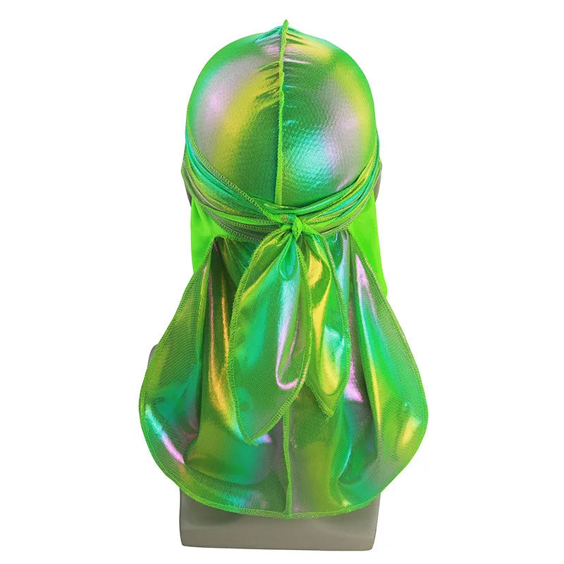 New Colorful Sparkly Durags Turban Bandanas Men's Shiny Silky Durag Headwear Headbands Hair Cover Accessories Wave Caps Rags Hat
