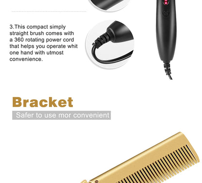 3 in 1 Hot Comb Straightener Electric Hair Straightener Hair Curler Wet Dry Use Hair Flat Irons Hot Heating Comb For Hair
