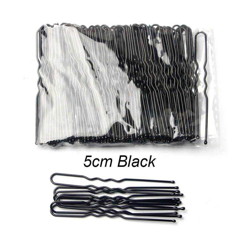 100 PCS/Bag 5cm/6cm U Shaped Alloy Hairpins Waved Hair Clips Simple Metal Bobby Pins Barrettes Bridal Hairstyle Tools Hair Pins