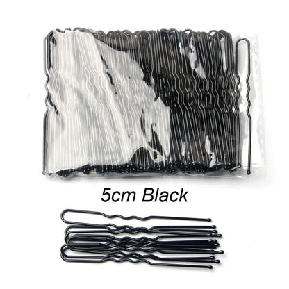 100 PCS/Bag 5cm/6cm U Shaped Alloy Hairpins Waved Hair Clips Simple Metal Bobby Pins Barrettes Bridal Hairstyle Tools Hair Pins