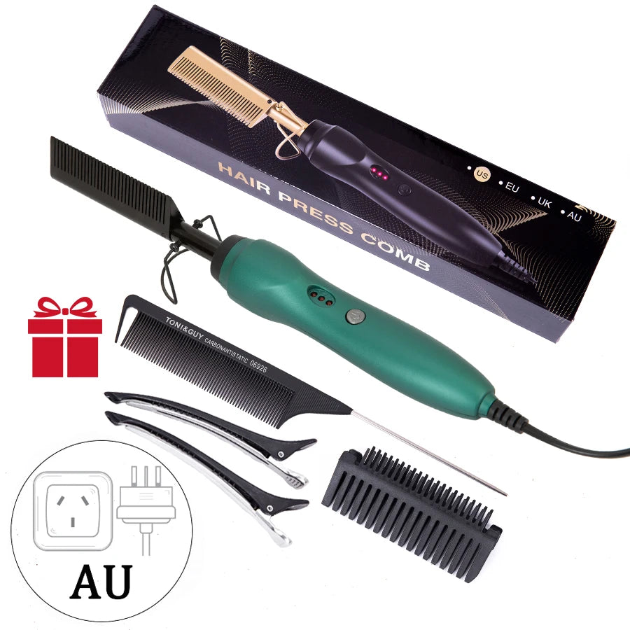 3 in 1 Hot Comb Straightener Electric Hair Straightener Hair Curler Wet Dry Use Hair Flat Irons Hot Heating Comb For Hair