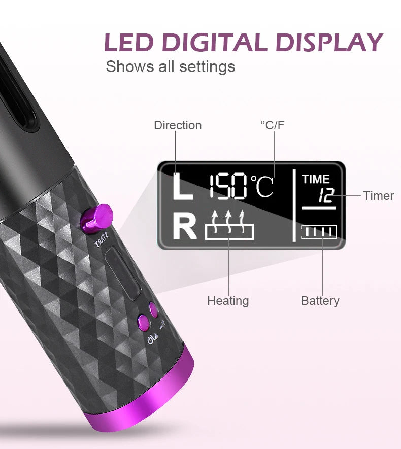 Portable Wireless Automatic Hair Curler 3 Color Options USB Charging Anti-Scalding Hair Curling Iron for Styling
