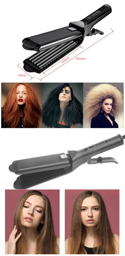 Professional Hair Curler Comb Curling Iron Wand Ceramic Corrugated Wave Corn Irons Wave Curler Iron Corrugation Plate Clip