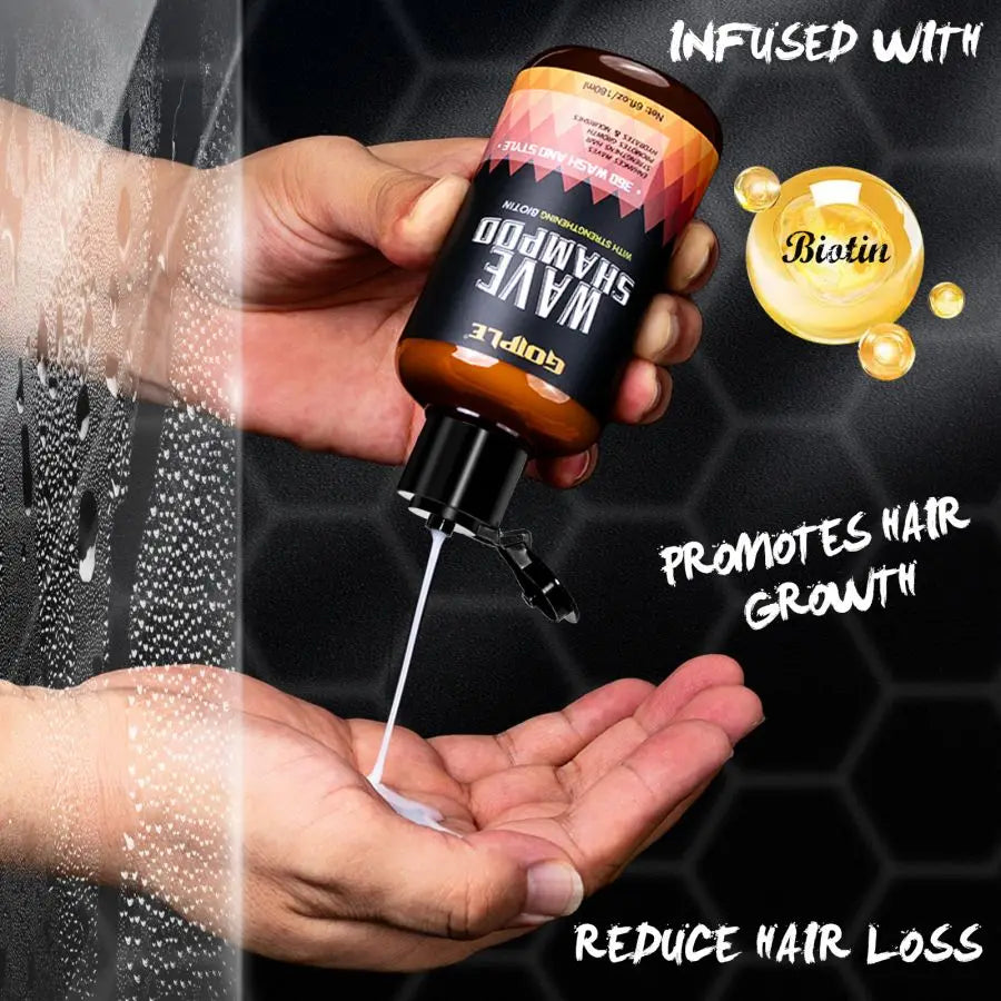 Wave Pomade 360 Wash Shampoo Kit for Men Black Strong Hold Deep Sport Waves Training Hair Cream Wavy Layered Control Silky Shine