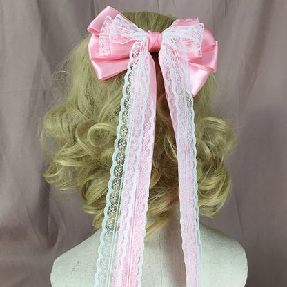Lolita Lace Bow Ribbon Hair Clip Cute Hairpins Headdress Headband Hair Accessories Women Girls Hair Ornament