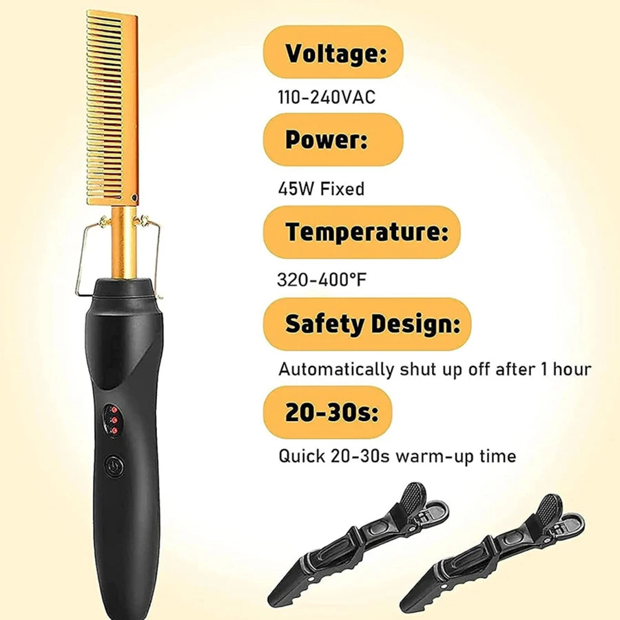 GOIPLE Electrical Heat Hair Straightener Hot Pressing Brush Styling Tool for Lace Front Wig Glue Hair Wax Stick Melting Spray