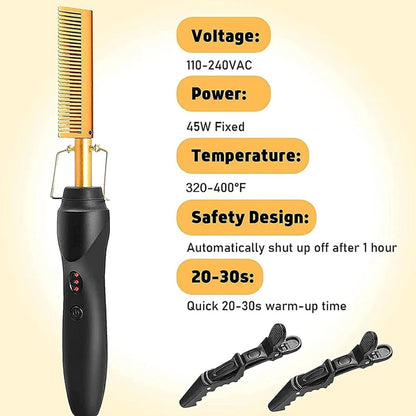 GOIPLE Electrical Heat Hair Straightener Hot Pressing Brush Styling Tool for Lace Front Wig Glue Hair Wax Stick Melting Spray