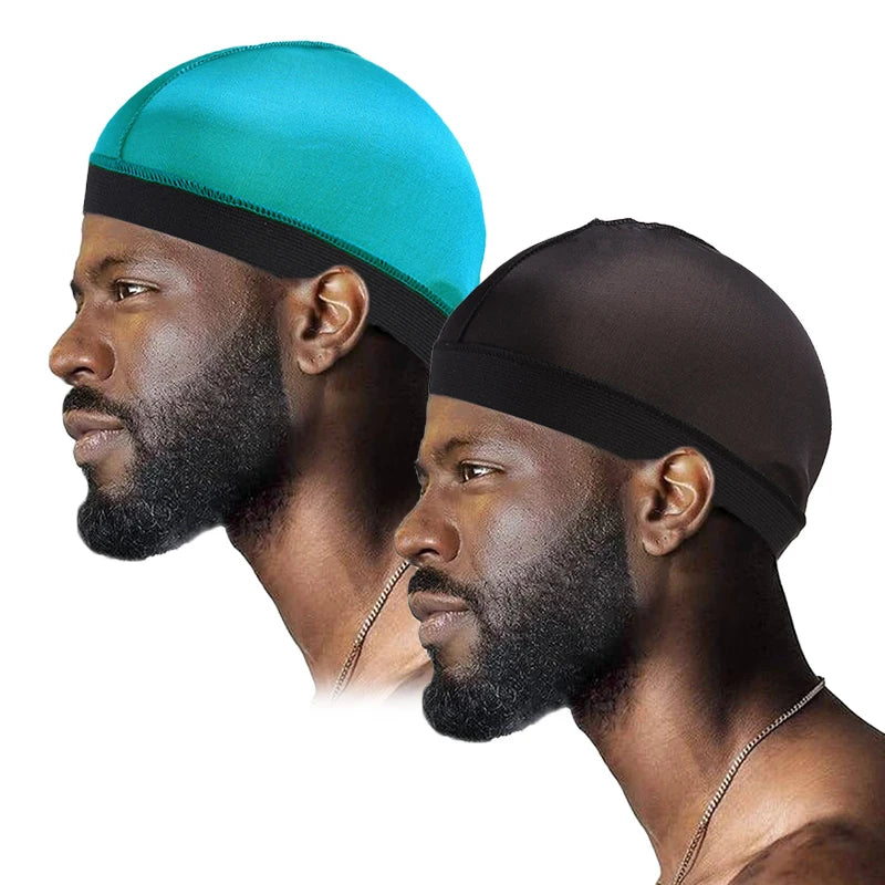 2PCS/LOT Silky Dome Wave Cap Elastic Bandanas Unisex Wig Cap Night Sleep Headcover Cancer Hair Loss Chemo Cap Hair Accessories