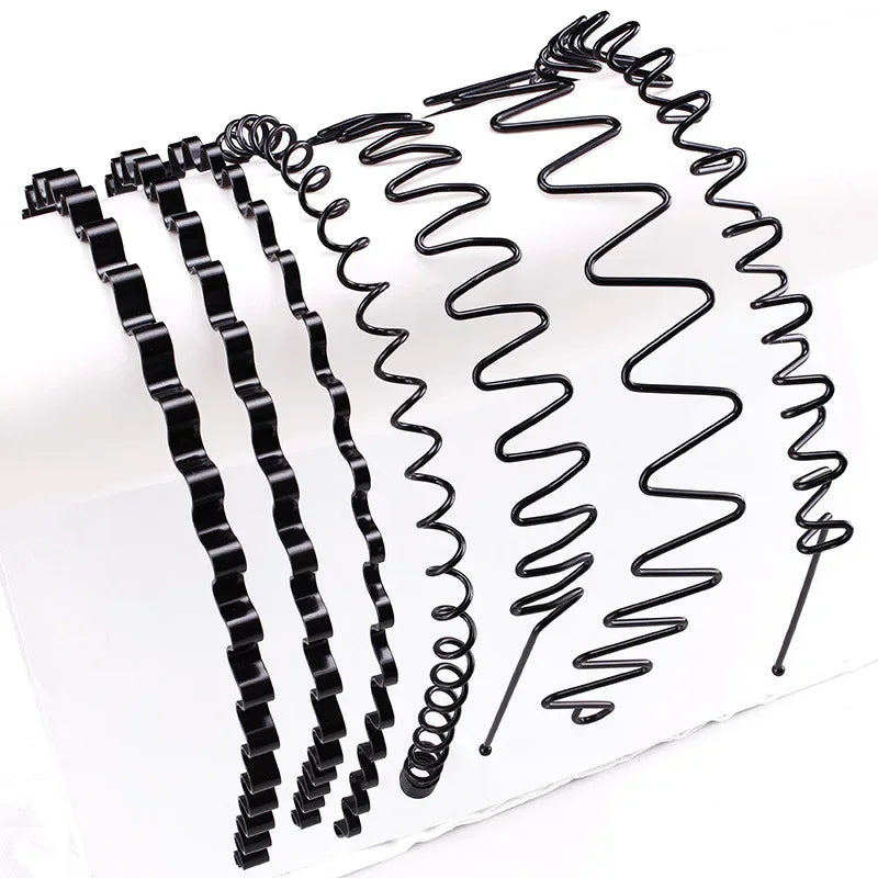 Unisex Black Elastic Non Slip Simple Metal Headbands For Men Women Wavy Hairband Spring Hair Hoop Fashion Hair Accessories