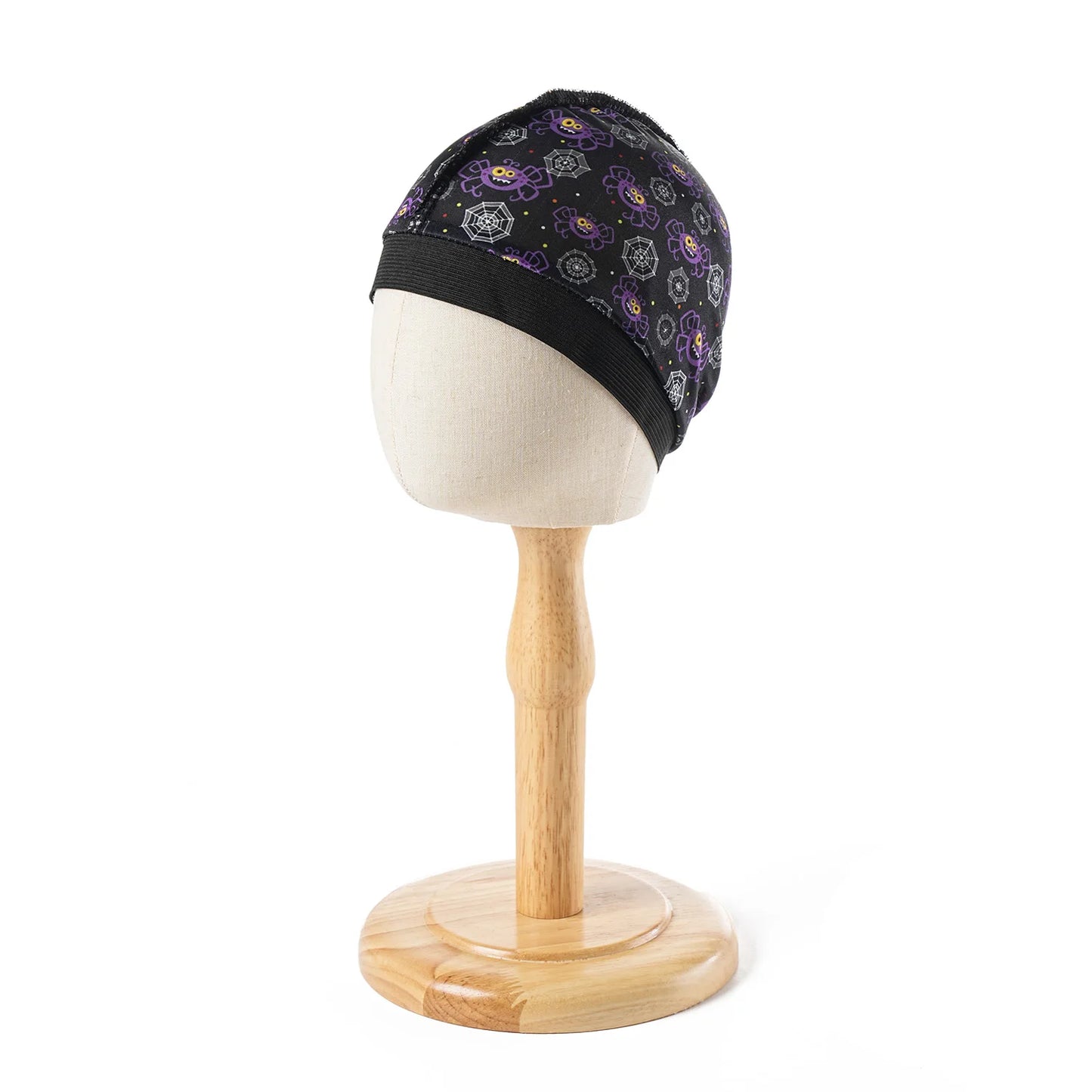 2024 New Halloween Print Kids Silky Dome Wave Cap Silky Satin Kids Bonnet Hair Cover Hat Night Sleep Cap Hair Accessories Hat