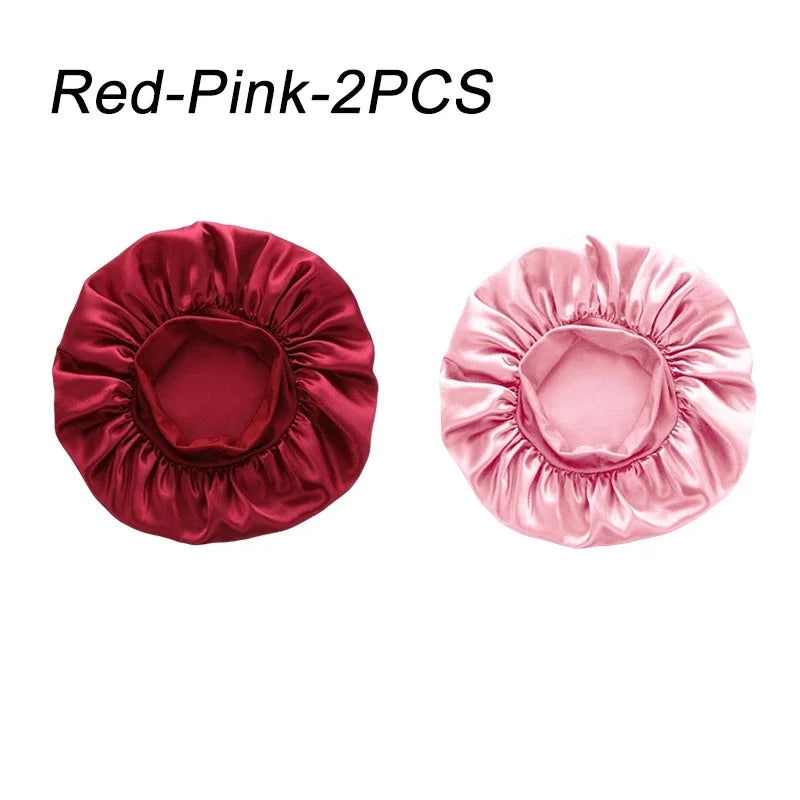 New Women's Satin Solid Wide-brimmed Sleeping Hat Unisex Head Wrap Elastic Band Cap Hair Care Bonnet Night Hat bonnet de nuit