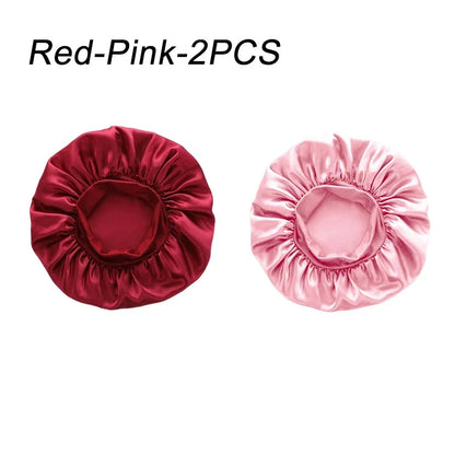 New Women's Satin Solid Wide-brimmed Sleeping Hat Unisex Head Wrap Elastic Band Cap Hair Care Bonnet Night Hat bonnet de nuit