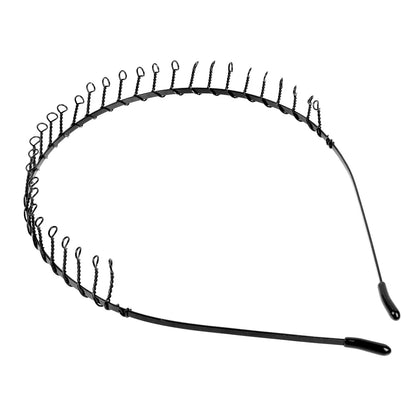 Unisex Black Elastic Non Slip Simple Metal Headbands For Men Women Wavy Hairband Spring Hair Hoop Fashion Hair Accessories