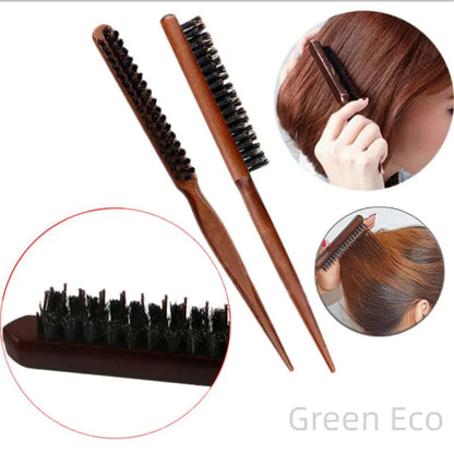 Professional Salon Teasing Back Hair Brushes Boar Bristle Wood Slim Line Comb Hairbrush Extension Hairdressing Styling Tools DIY