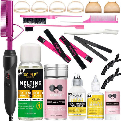 GOIPLE Electrical Heat Hair Straightener Hot Pressing Brush Styling Tool for Lace Front Wig Glue Hair Wax Stick Melting Spray