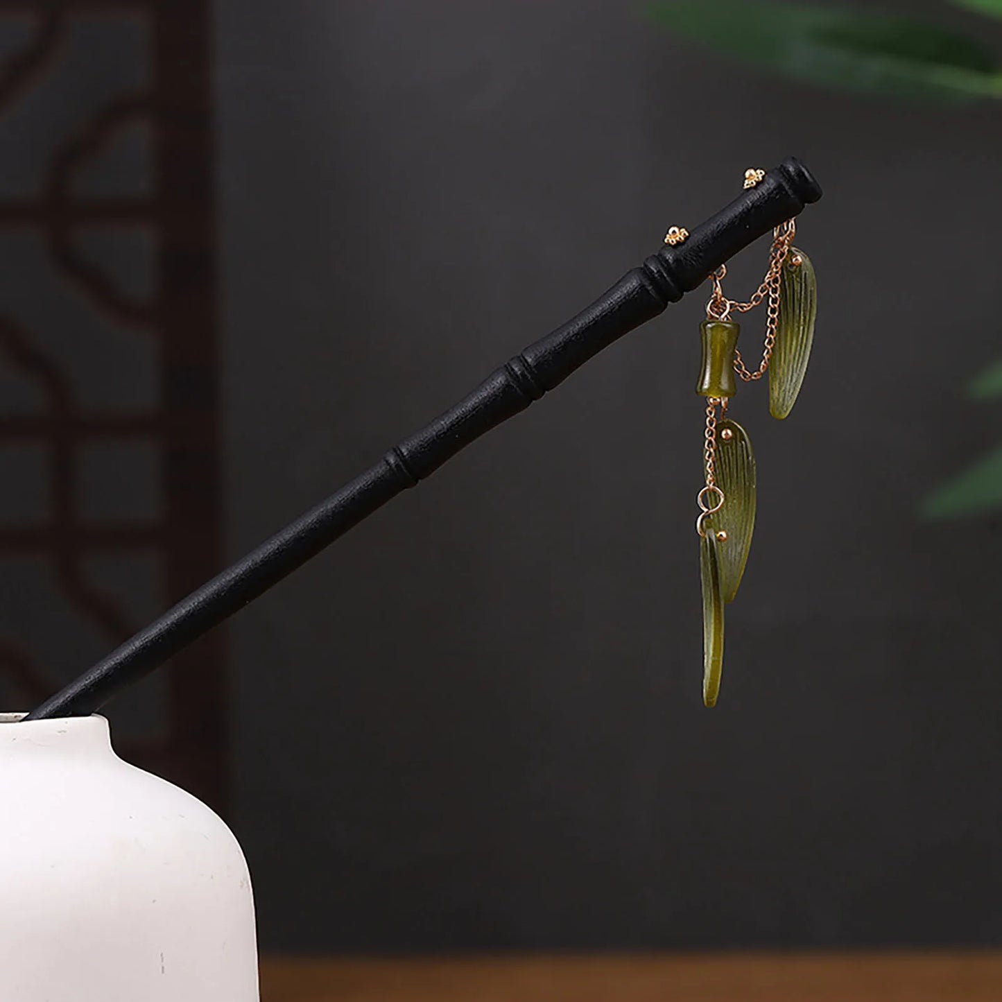 Vintage Chinese Style Wooden Hair Sticks for Women Girls Moon Tassel Hairpin Hair Clip Hanfu Headwear Jewelry Hair Accessories