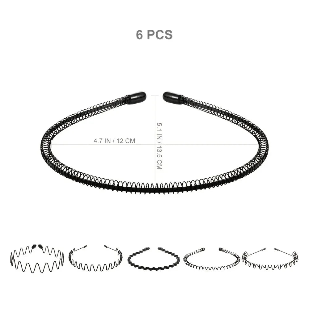 5/6pcs Metal Headband for Men / Women Fashion Hair Bands Outdoors Sports Non Slip Smooth Elastic Teeth Comb Hair Accessories