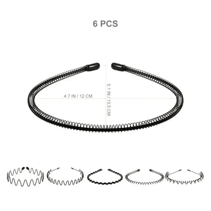 5/6pcs Metal Headband for Men / Women Fashion Hair Bands Outdoors Sports Non Slip Smooth Elastic Teeth Comb Hair Accessories