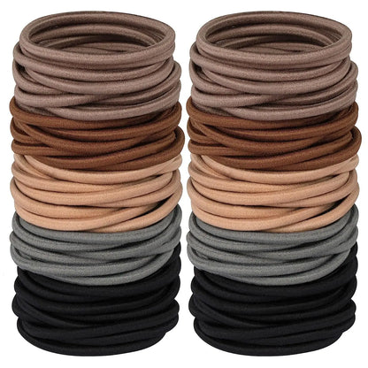 10/50pcs 4mm Mix Color Black No Damage Elastics Hair Ties Bands Leagues Pony Tails Holders for Men Women Girls and Boys Bulk