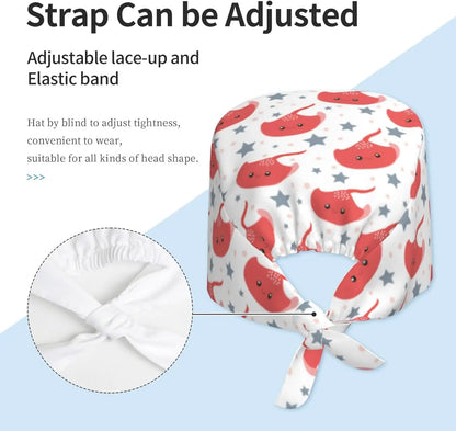 Japanese Wave Working Cap Scrub Cap with Sweatband Adjustable Unisex Women Tie Back Hat Nurse  Caps