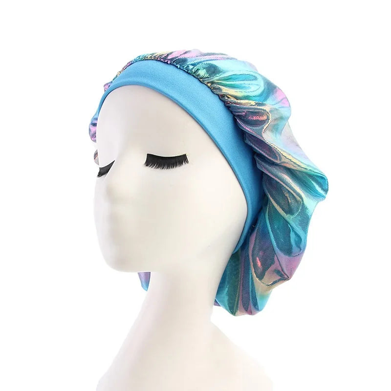 Single-Layer Shower Cap Women Satin Bonnet Sleeping Hat Female Hair Protect Hat Confinement Cap Head Cover Bathroom Accessories