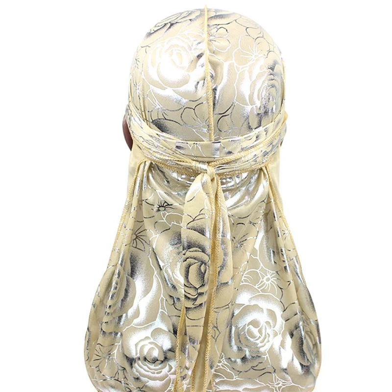 New Men's Print Silky Durags Turban Bandanas Headwear Men Silk DuRag Doo Rag Pirate Hat Wave Caps Hair Accessories Durags
