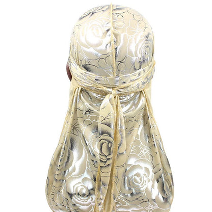 New Men's Print Silky Durags Turban Bandanas Headwear Men Silk DuRag Doo Rag Pirate Hat Wave Caps Hair Accessories Durags
