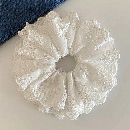 Oversized Lace Scrunchies for Women Elastic Hair Bands Ponytail Holders Tie Solid Hair Hoop Rubber Bands Women Hair Accessories