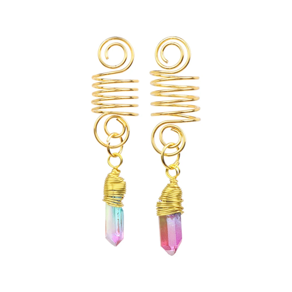 3pcs/set Crystal Hair Jewelry For Women Hexagonal Column Butterfly Charm Dreadlock Headwear Dangle Dreadlock Hair Accessories