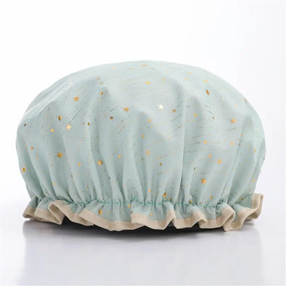 1pc Waterproof Shower Cap Satin Beanie Hair Bonnet Bath Accessories Shampoo Women Shower Caps Bathroom Dust-proof Set