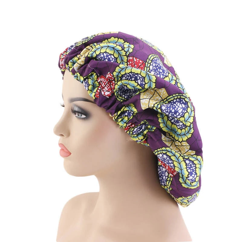 Extra Large Satin Lined Bonnet Women Big Size Beauty Print Satin Silk Bonnet Sleep Night Cap Head Cover Bonnet Hat Wholesale