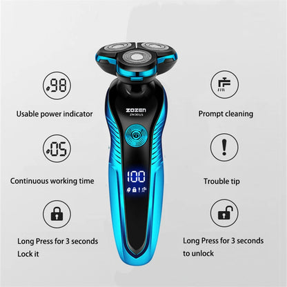 ZOZEN Electric Shaver Washable Rechargeable Electric Razor Shaving Machine for Men Body Hair Beard Trimmer Wet-Dry Use Washable