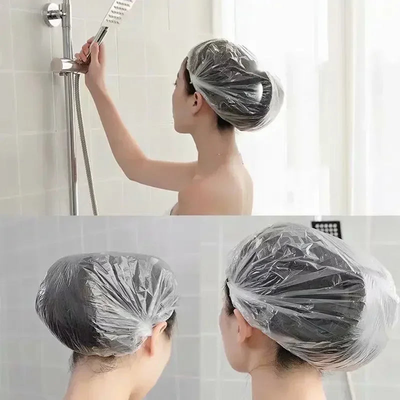 Hotel Sauna Shower Cap Salon Satin Hat to Sleep Bonnets Silk Hood Plastic Disposable Hair Caps Bathroom Water Proof Spa Woman